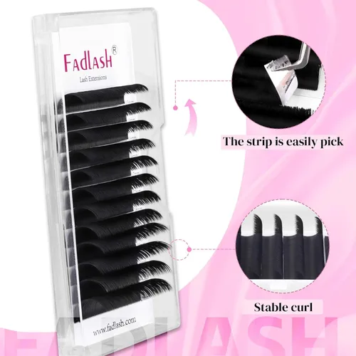 Miniatura 6 de FADLASH Extensiones de pestañas con rizo D, 0.07 mm, bandeja mixta fácil de usar, pestañas de volumen 2D-10D, autoaplicables, 15-20 mm