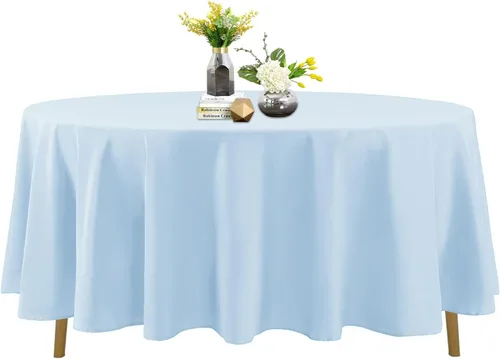 Miniatura 123 de Mantel de poliéster lavable de 90 pulgadas, resistente a las manchas y a las arrugas, mantel decorativo para mesa de comedor, fiestas de bufé y Negro