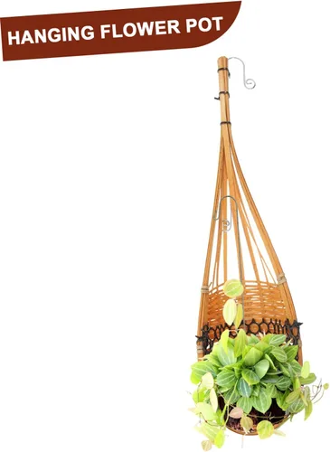 Miniatura 3 de Juego de 3 cestas tejidas colgantes con forma de cono de bambú para almacenamiento de plantas, decoración de jardín