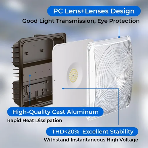 Miniatura 9 de CINOTON Luces LED de toldo de 40 W con certificación UL, 120-277 V, luces comerciales para toldos al aire libre IP65 impermeables, 5600 lm
