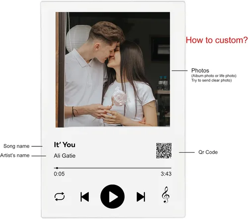 Miniatura 5 de Placa personalizada para canción de Spotify, marco de fotos personalizado, decoración artística, placa acrílica de Spotify, regalo de arte