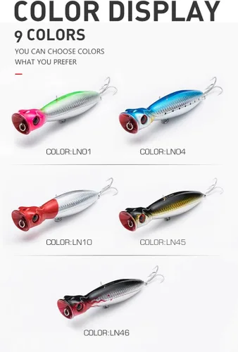 Miniatura 4 de KINGDOM 5 Colores Big Splash Long Casting Popper Pesca Señuelos 9.5/16/1.27 oz Flotante Agua Pesca Plugs 80/100/5.118 in Ruido Mejorado 3D Simulado