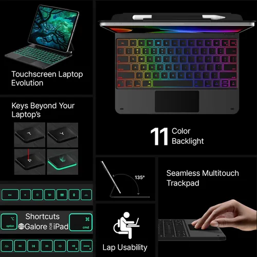 Miniatura 3 de typecase Funda de Teclado Edge para iPad Air de 13 pulgadas (M3/M2, 2025/2024) y iPad Pro de 12.9 pulgadas (6ª/5ª/4ª/3ª generación), Teclado Magic
