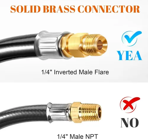 Miniatura 2 de GasSaf Manguera de propano de 4 pies para RV, manguera conector pigtail de propano QCC1 - conector ACME x 1/4" macho invertido con estriado