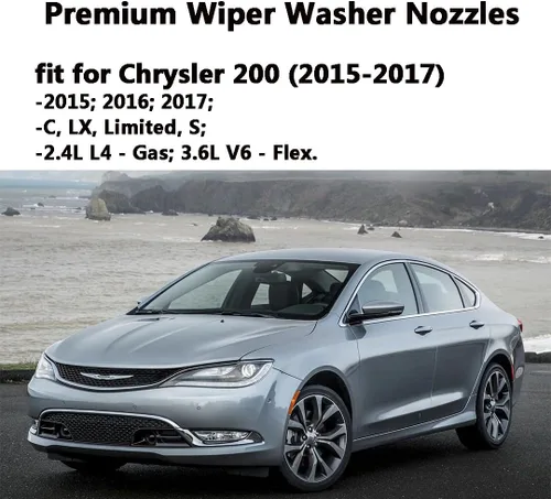 Miniatura 4 de 68081370AB Boquillas de Lavaparabrisas Premium Compatible con Dodge Dart 2013-2016 Chrysler 200 (2015-2017), Boquilla de Chorro de Líquido