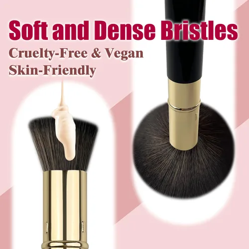 Miniatura 4 de Brochas de maquillaje retráctiles Kabuki, 2 piezas, brocha para polvo/brocha para base, rubor en polvo, bronceador, pulido, líquido, crema