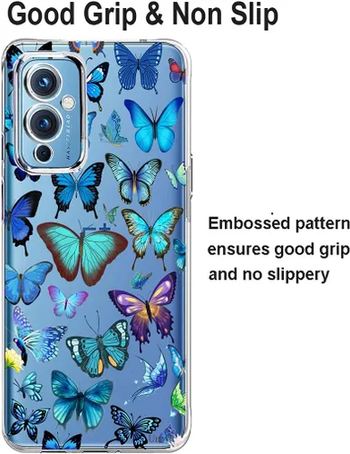 Miniatura 5 de Unov Funda diseñada para OnePlus 9 5G, funda transparente con [patrón antideslizante en relieve], protección delgada a prueba de golpes