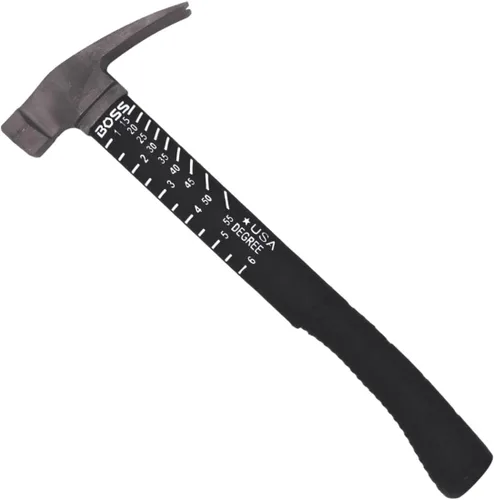 Boss Hammer Martillo de titanio Ti64 de grado de construcción de 10 oz. con mango de fibra de vidrio Tough-Fiber resistente que absorbe los golpes,