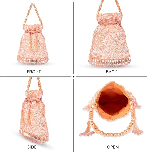 Miniatura 4 de Aheli Potli - Bolso de noche hecho a mano para mujer, elegante bolso de pulsera de moda nupcial para niñas