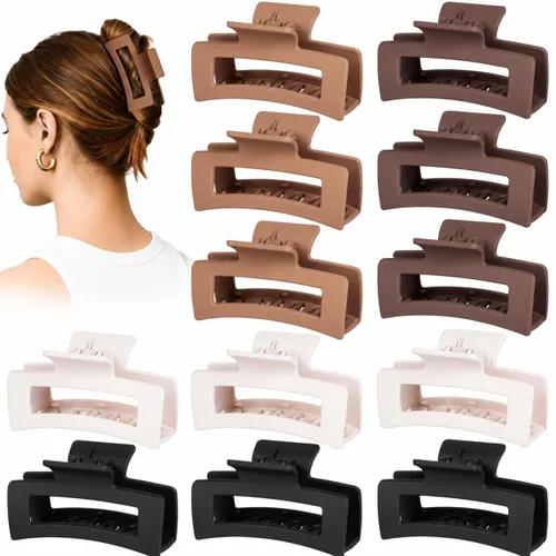 Miniatura 9 de Paquete de 12 pinzas negras para el cabello para mujer, pinzas medianas para cabello fino y grueso, clips de plátano mate de sujeción fuerte
