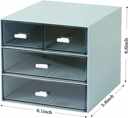 Miniatura 3 de MILULUGO Organizador de maquillaje con 4 cajones, organizador de escritorio, caja de almacenamiento de cosméticos para esmalte de uñas, lápiz