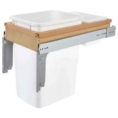 Miniatura 11 de Rev-A-Shelf Botes de basura de cocina de 27 cuartos de galón de montaje superior con toboganes de extensión completa clasificados de 150 libras