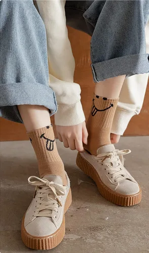Miniatura 2 de Lindos calcetines de cara sonriente hasta el tobillo, calcetines divertidos de algodón, regalos para mujeres, adolescentes y niñas