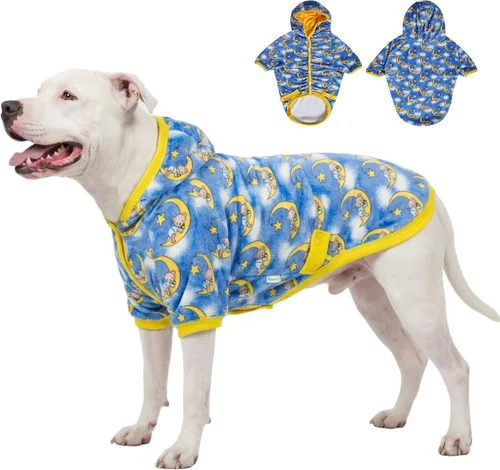 Miniatura 10 de LovinPet Sudadera con capucha para perros grandes, ropa de invierno ligera de franela para perro, tela agradable a la piel, con estampado