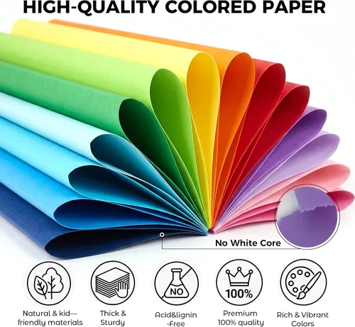 Miniatura 2 de BigOtters 30 hojas de cartulina de colores de 8.2 x 11.7 pulgadas, 15 colores surtidos para impresión, fabricación de tarjetas, manualidades