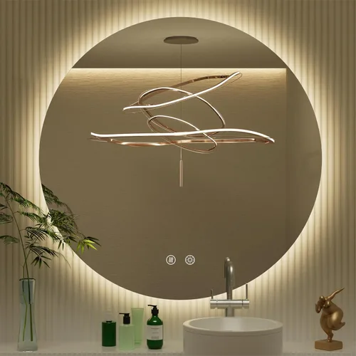 Miniatura 9 de Espejo LED para baño de 24 pulgadas, 3 temperaturas de color (3000K/4500K/6000K), retroiluminación regulable, antivaho, vidrio HD de 5MM, CRI 90+