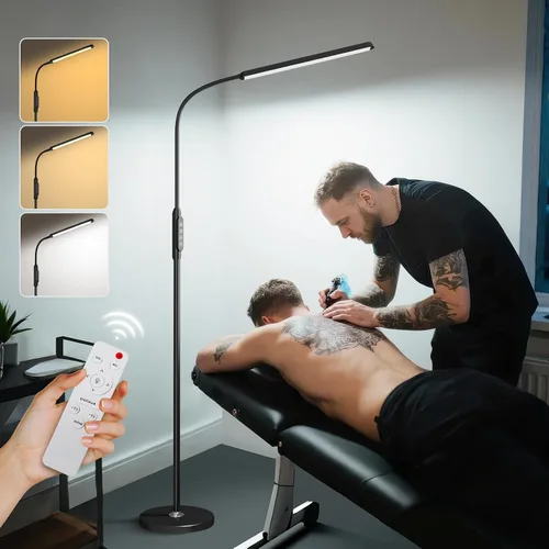 Miniatura 6 de Lámparas LED brillantes de pie de lectura que protegen los ojos, atenuación táctil y remota, 3000-6000k, dibujo de tatuajes, manualidades