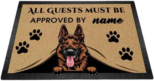 Miniatura 36 de Tapete personalizado con nombre de perro que mira al perro Cocker Spaniel, todos los invitados deben ser aprobados por alfombras para decoración