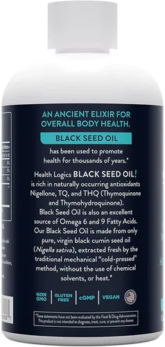 Miniatura 2 de Health Logics Aceite de semilla negra Rica fuente de Omega 6 y Omega 9 Aceite de semilla de comino negro puro prensado en frío para la salud