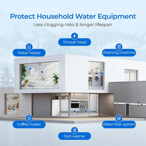 Miniatura 9 de Waterdrop Cartucho de filtro de agua de carbón CTO para toda la casa de 2.5" x 10", filtro de agua de sedimento de carbón de 1 micrón, repuesto