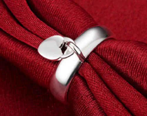 Miniatura 4 de Awmnjtmgpw - Anillo clásico de plata de ley 925 con forma de corazón para colgar en forma de corazón para mujer anillo de moda general tamaño 6-10