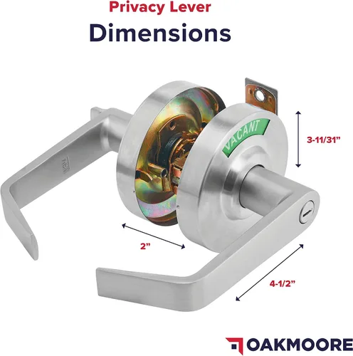 Miniatura 8 de Manija de puerta comercial OAKMOORE Cerradura para baño vacante, ocupado y comercial para baño público y edificios industriales