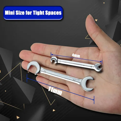 Miniatura 5 de SPEEDWOX Juego Mini de Llaves de Doble Extremo Abierto Métricas 4mm-11mm 10 piezas Llave de Cabeza Angular Super Fina con Bolsa de Almacenamiento
