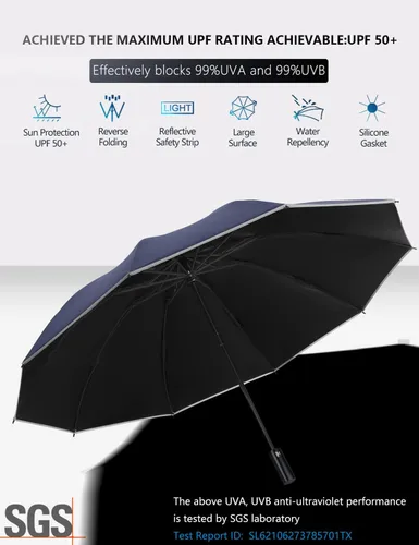 Miniatura 2 de XIXVON Umbrella Pro UPF 50+ 99% UV Protection, Reflective Safety Strip, Sturdy Windproof, Travel Portable, Automatic Reverse Folding Umbrella