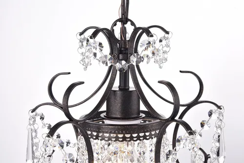 Miniatura 7 de Edvivi Amorette - Mini candelabro de cristal, 1 lámpara moderna y elegante de techo de bronce antiguo, iluminación colgante ajustable para armario