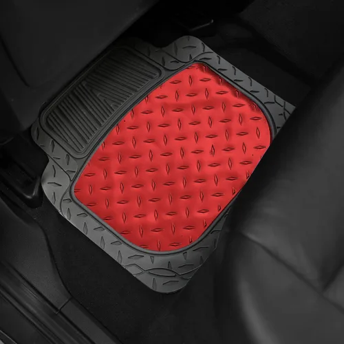 Miniatura 4 de FH Group Alfombras de piso para autos - Alfombras de goma metálica resistentes para autos, juego completo de ajuste universal, alfombras de piso a
