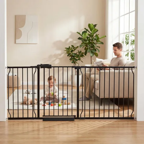 Miniatura 11 de HOOEN - Puerta de bebé extra ancha para escaleras, puertas, pasillos, puerta de tensión, puerta de bebé, caminar a través de puertas para niños