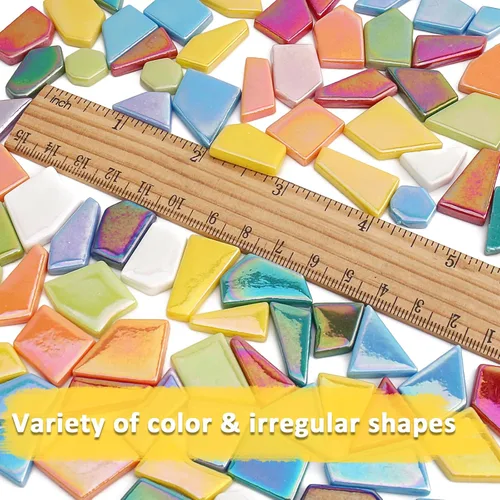 Miniatura 7 de Youway Style Azulejos de Mosaico de Vidrio Iridiscente para Manualidades a Granel, 200g Piezas de Vidrio de Mosaico Roto para Manualidades