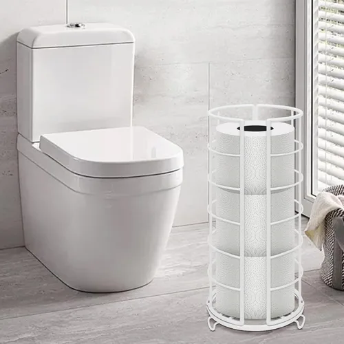 Miniatura 7 de NearMoon soporte organizador de papel higiénico, soporte de pie para 3 rollos de almacenamiento de tisú, accesorio de baño de metal, soporte