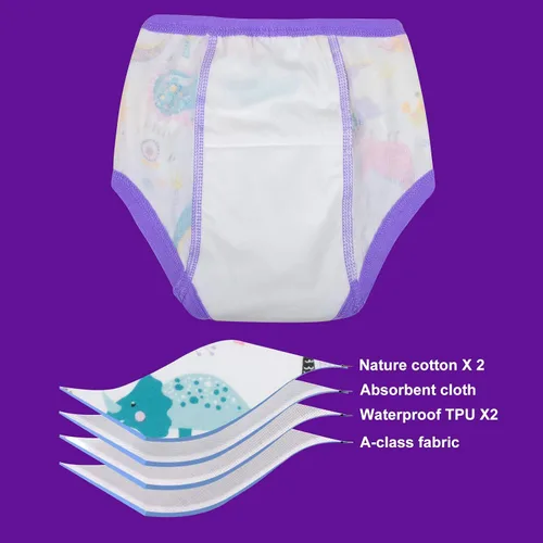 Miniatura 3 de MooMoo Baby Paquete de 8 pares de ropa interior de entrenamiento para ir al baño de algodón absorbente para niños y niñas, tallas 2T a 9T