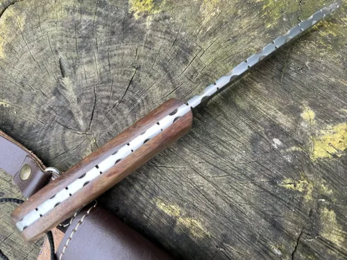 Miniatura 4 de Perkin Cuchillo de caza con funda Cuchillo de hoja fija Bushcraft Cuchillo AR605 (madera de nogal)
