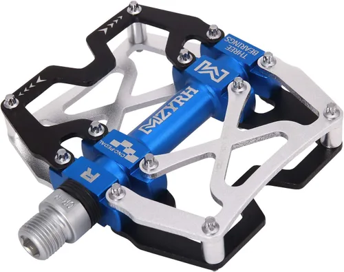 Miniatura 13 de Mzyrh - Pedales de bicicleta de montaña, ultra fuertes, coloridos, mecanizados CNC, de 9/16 pulgadas, ciclismo sellado con 3 rodamientos Negro 3