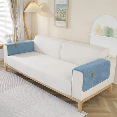 Miniatura 10 de Fundas de sofá de vellón sherpa suave y esponjoso, funda de sofá seccional de felpa cálida, funda antideslizante para sofá, protector de muebles