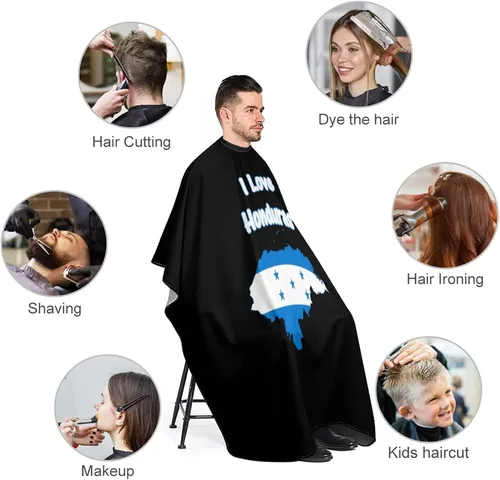 Miniatura 3 de Capa de peluquería con mapa de bandera de Honduras, delantal profesional para cortar el pelo, capa de peluquería para hombres y mujeres
