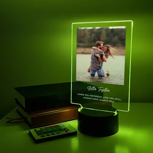 Miniatura 3 de MIRROR MANIA Foto personalizada con luz LED, soporte para decoración del hogar, regalo para ella, aniversario, boda, pareja, novia, novio, amigos