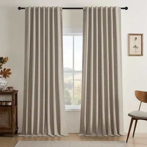 Miniatura 44 de Cortinas opacas de 54 pulgadas de largo para dormitorio, sala de estar, cortinas beige con aislamiento térmico, oscurecimiento de la habitación