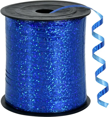 BEISHIDA 457.2 metros de cinta rizada y ondulada azul con purpurina, rollo de cinta metálica brillante para envolver regalos, fiesta de cumpleaños,