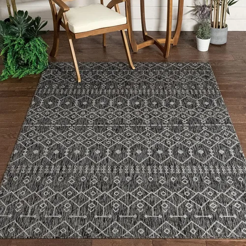 Miniatura 7 de Well Woven Medusa Nord - Alfombra marroquí tribal para interiores y exteriores, color azul, tejido plano, 5 pies 3 pulgadas x 7 pies 3 pulgadas