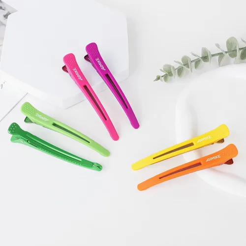 Miniatura 7 de AIMIKE Accesorios para el peinado del cabello - 6 piezas de pinzas de pico de pato sin arrugas con banda de silicona para sección, rodillo, corte