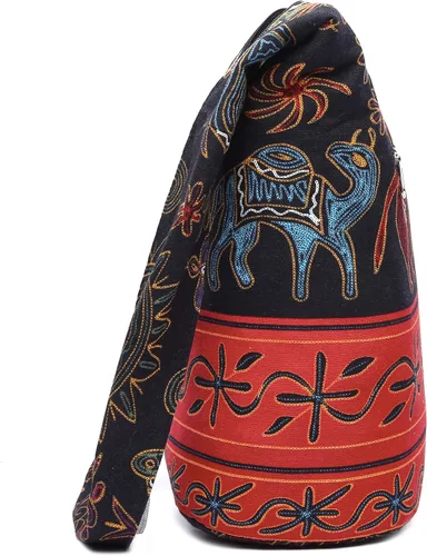 Miniatura 31 de Bolsa de hombro para mujer, de lona en estilo hippie/bohemio para llevar cruzada al hombro, disponible en diferentes colores y estampados
