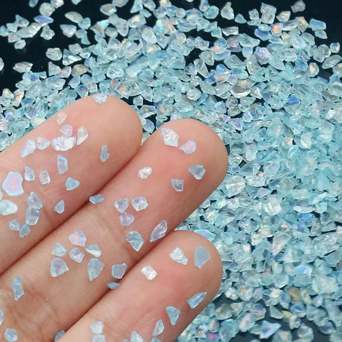 Miniatura 2 de Chips de vidrio triturado irregulares, 3.53 onzas de piedras metálicas gruesas con purpurina para arte de uñas, relleno de molde de resina