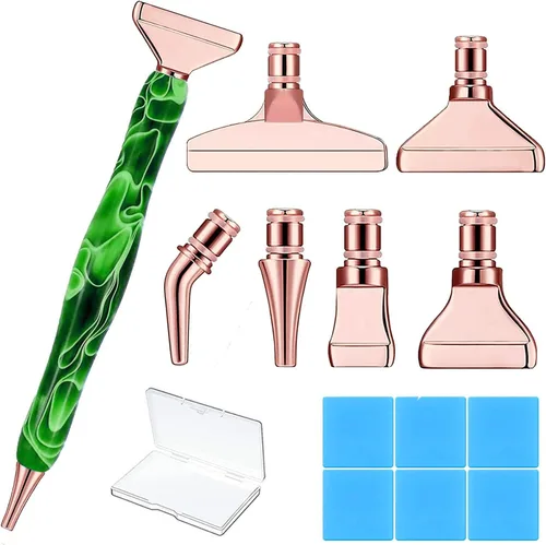 Heyseri Bolígrafos de arte de diamante, juego de herramientas de 14 piezas, accesorios para bolígrafos de pintura de diamante, puntas de metal de