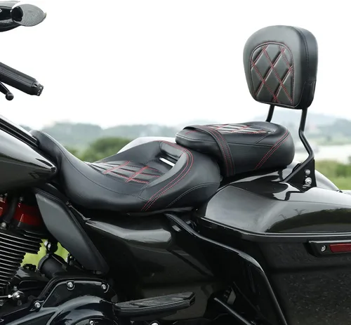 Miniatura 19 de TCT-MOTORPARTS Driver Rider - Almohadilla de respaldo para Harley Touring 2009-2023 Road King Street Road Electra Glide Ultra Black Stitching