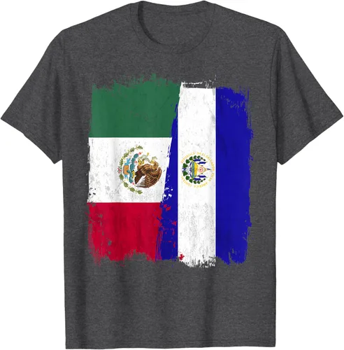 Miniatura 36 de Camiseta con la bandera mexicana de El Salvador con la mitad de la bandera mexicana de El Salvador