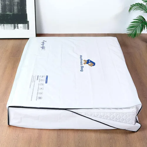 Miniatura 7 de Bolsa de colchón de plástico para almacenamiento en movimiento, funda de colchón impermeable con cremallera de 6 mil, protector de colchón
