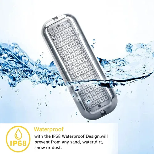 Miniatura 6 de HUSUKU P1 (2.0) 6.6 pulgadas 3600LM Luces LED marinas para barco bajo el agua, 10-36V 90LED IP68, acero inoxidable 316, montaje en superficie